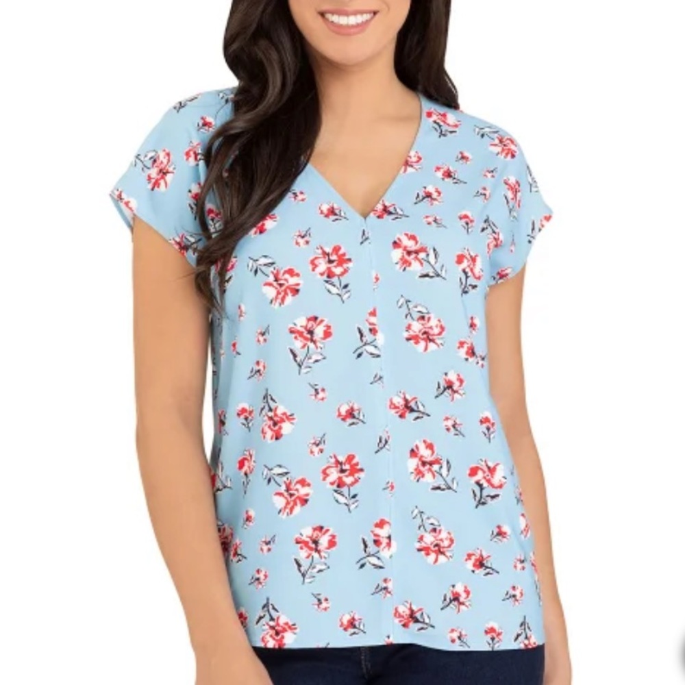 {Hilary Radley} Ladies' Floral V-Neck Blouse
